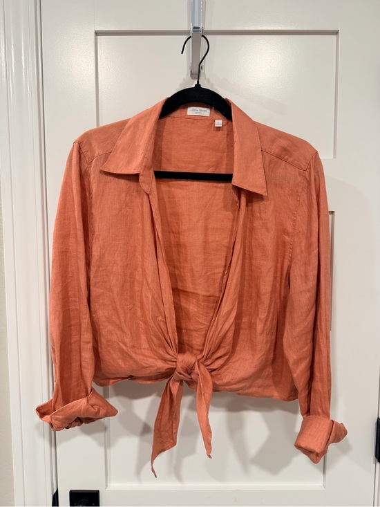 Aritzia Tops - Aritzia connection linen blouse in kiln pink Tie-Front Button-Down Shirt